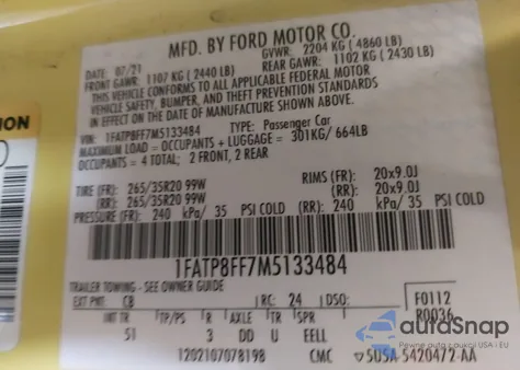 2021 Ford Mustang Gt Premium from USA, damaged, VIN 1FATP8FF7M5133484